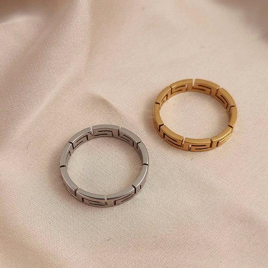 Anél Linha Grega em inox