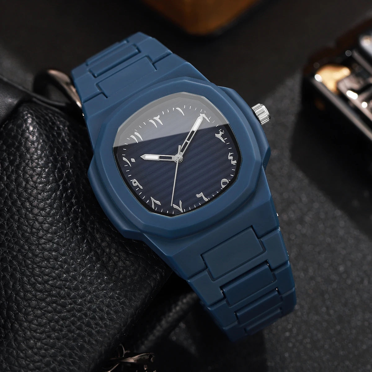 Fashion Square Dial Men Business Watches Casual Plastic Band Man Sports Wristwatches Reloj Hombre(Without Box)